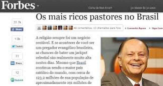 Fortuna de pastores brasileiros chama a atenção da Forbes